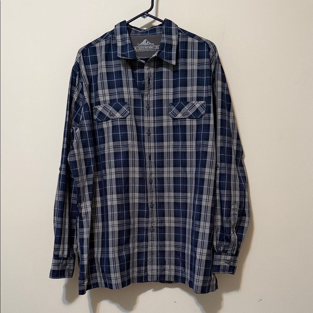 Croft & Barrow Navy and Gray Plaid Shirt